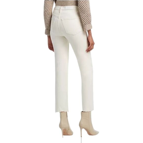 RE/DONE 70S Stove Pipe High Rise Vintage White Button Fly Ankle Jeans Size 28 - Picture 2 of 12